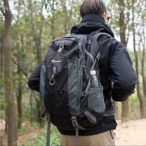 OutdoorMaster Hiking Backpack 50L - Black & Gray w/ Waterproof Cover